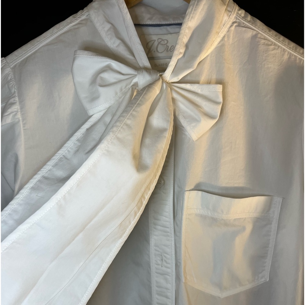 J Crew White long sleeve bow tie blouse/shirt